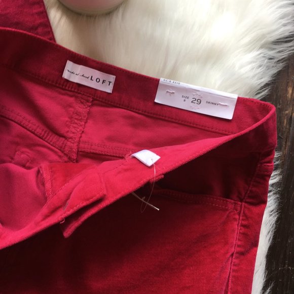LOFT Magenta Kiss Velvet Skinny Pants 8 29 NWT NEW - Picture 4 of 8